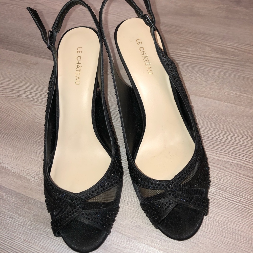 Le Chateau Black Peak A Boo Embellished Heels 9